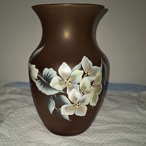 Artisan Hand Painted And Signed Glass Vase Floral Home Decor Cottagecore